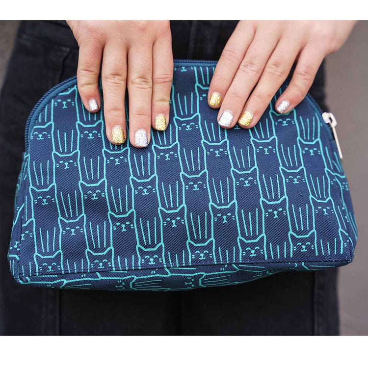 *NEW* Navy Cat Print Cosmetic Case - Toiletry Bag - Travel Case