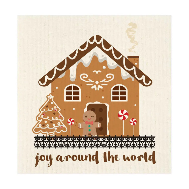 Joy Around the World Gingerbread Swedish Dishcloth