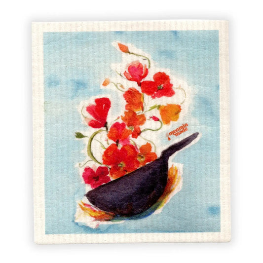 Wok Cooking Poppies Swedish Dishcloth