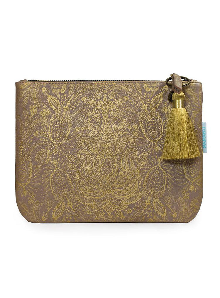 Paisley Gold Pocket Clutch