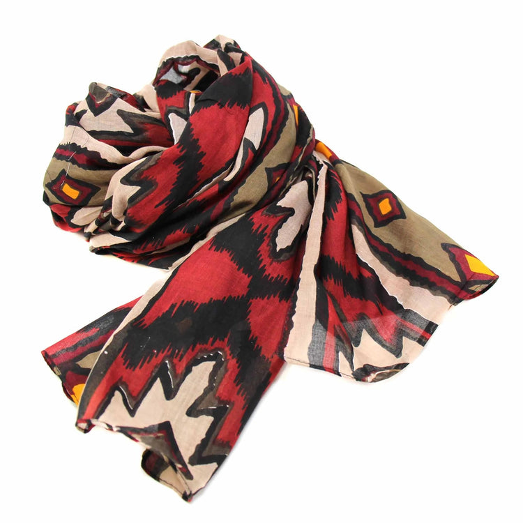 Fair Trade Hand-Dyed Cotton Scarf - Ikat Diamond