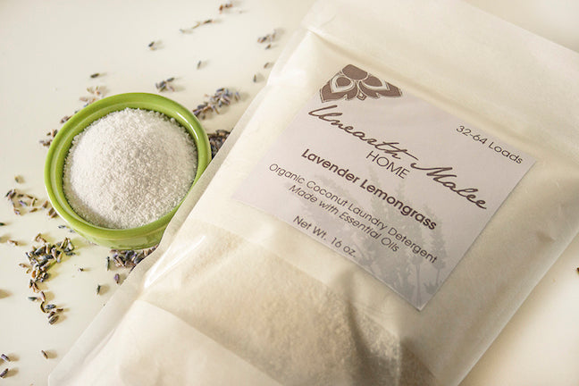 Two Bags of Organic Coconut Laundry Detergent | Thai Lime Eucalyptus and Lavender Lemongrass