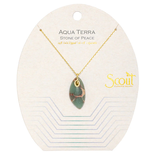 Organic Stone Necklace Aqua Terra/Gold - Stone of Peace
