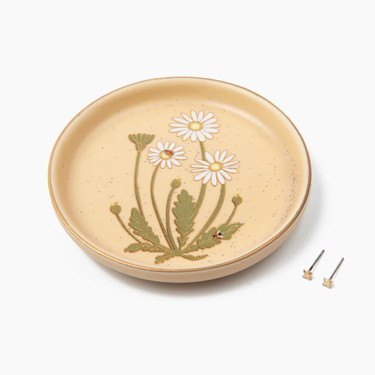 NEW! Jewelry Dish & Stud Earring Set - Daisy/Vanilla