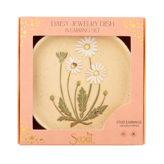 NEW! Jewelry Dish & Stud Earring Set - Daisy/Vanilla