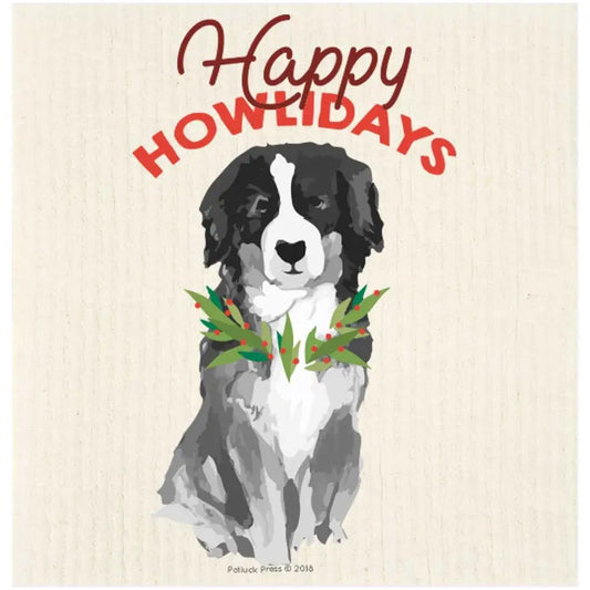 Happy Howlidays Dog Swedish Dishcloth