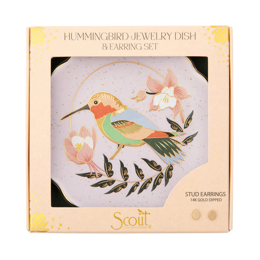 NEW! Jewelry Dish & Stud Earring Set - Hummingbird/Lavender