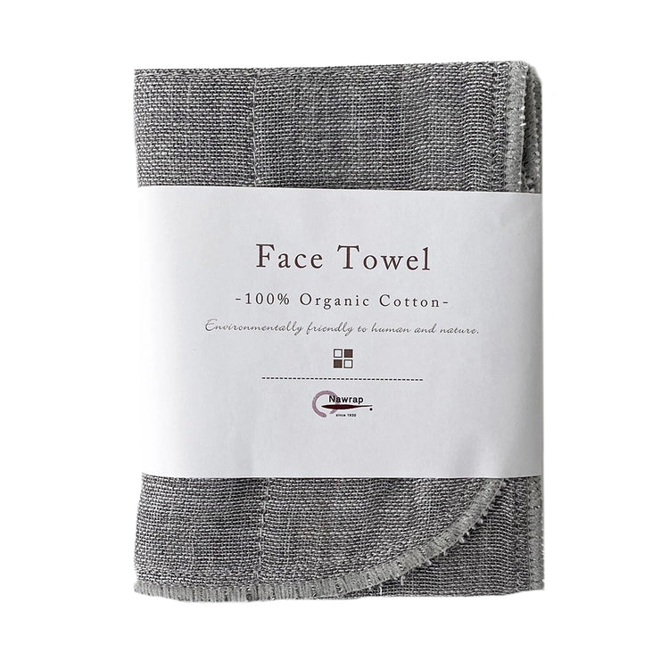 Japanese Organic Binchotan Cotton Face Towel - Ivory/Binchotan Gray