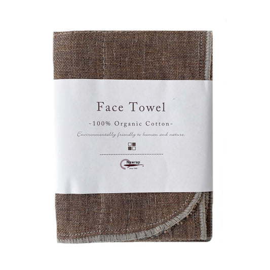 Japanese Organic Binchotan Cotton Face Towel - Brown/Gray