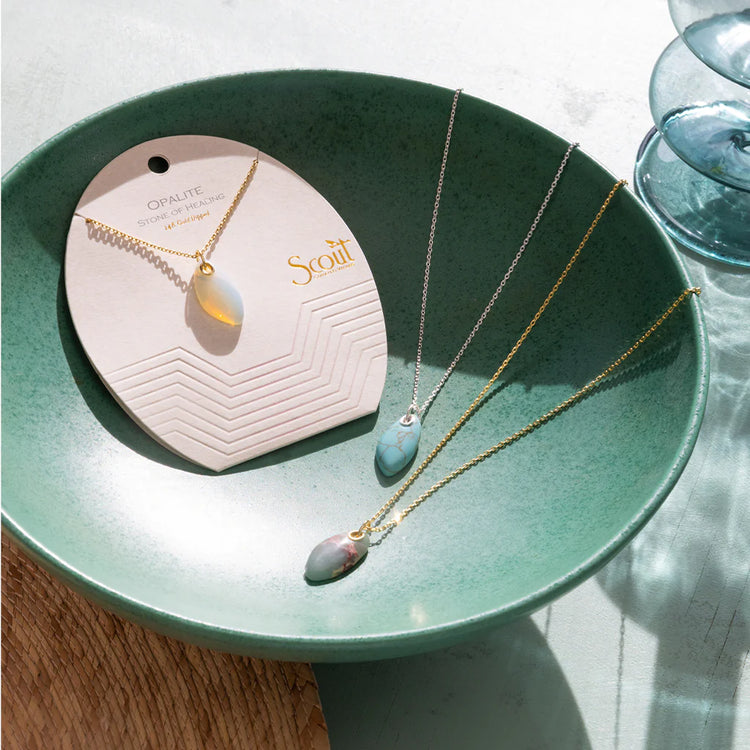 Organic Stone Necklace Aqua Terra/Gold - Stone of Peace