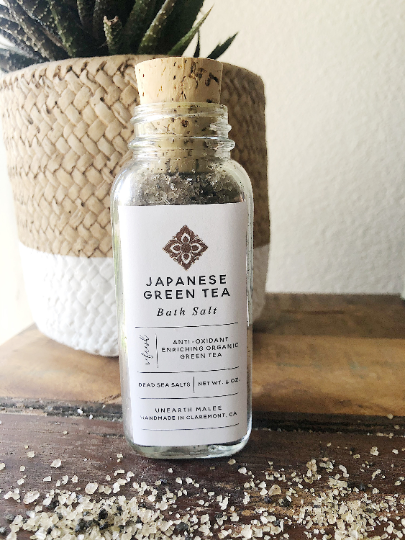 Japanese Green Tea Bath Salt, Dead Sea Salts, 4 oz