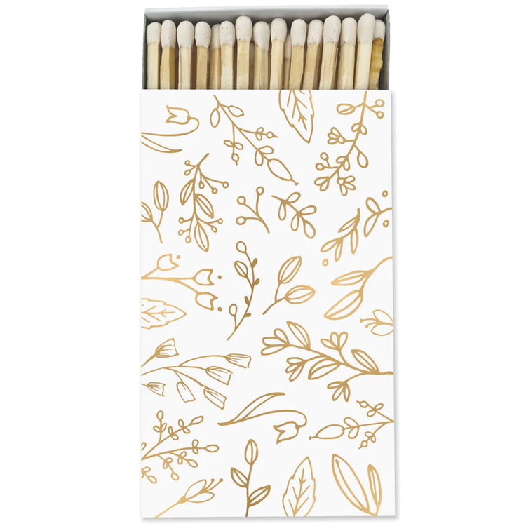 White & Gold Floral Matchbox